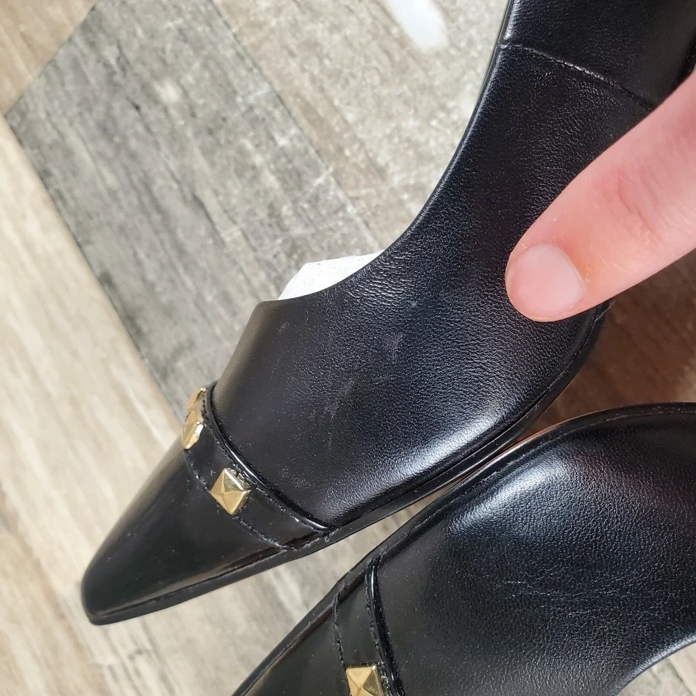 Linea Paolo Perkins Womens Shoes Sz 5.5 M Black Leather Stiletto Heel Pumps